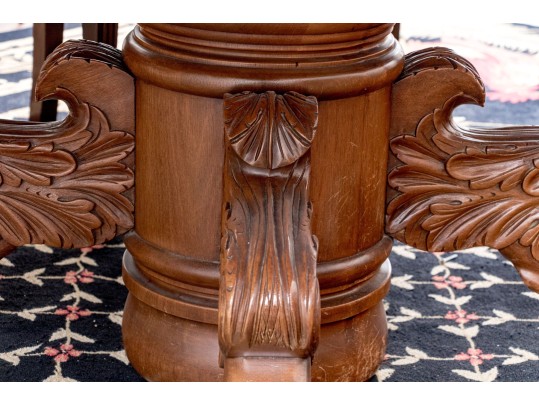 Antique Extension Dining Table On Carved Paw Feet