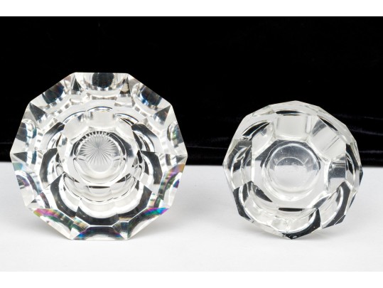 Two Facted Cut Crystal Taper Candle Holders