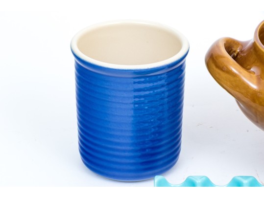 Collection Of Three Stoneware Pieces, Including And Egg Holder