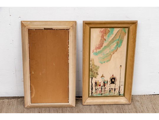 Elmo Gideon (American, 1924-2010) Pair Of Signed 3-D Oils On Board, French Street Scenes 