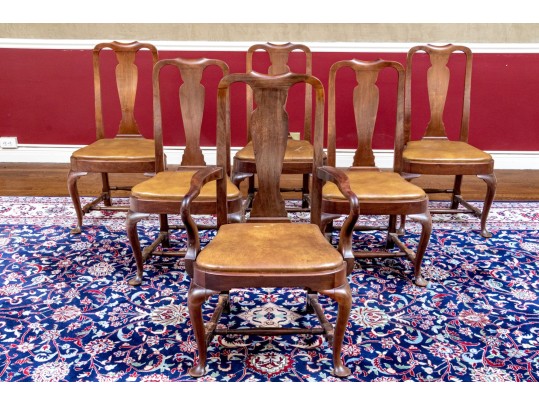 Set Of Six Mahogany Queen Ann Style Dining Chairs