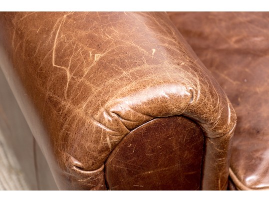 Restoration Hardware Leather Loveseat Sofa