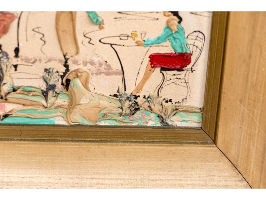 Elmo Gideon (American, 1924-2010) Pair Of Signed 3-D Oils On Board, French Street Scenes 