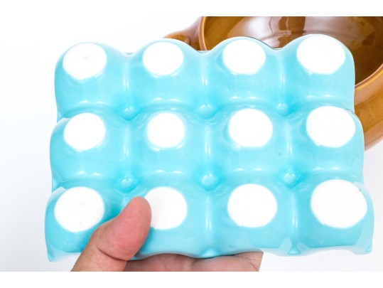 Collection Of Three Stoneware Pieces, Including And Egg Holder