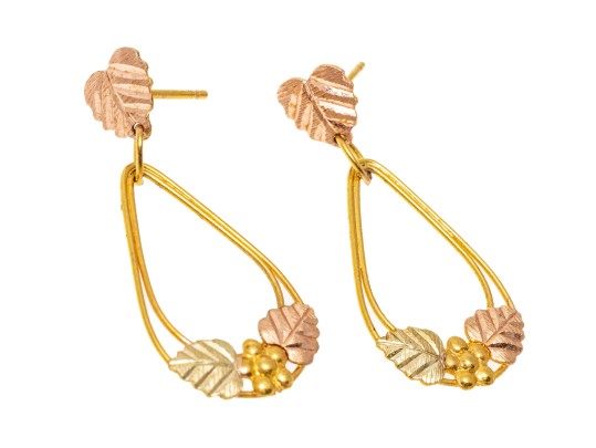 10k Yellow And Rose Gold Drop Pendant Earrings With 14k Clutches