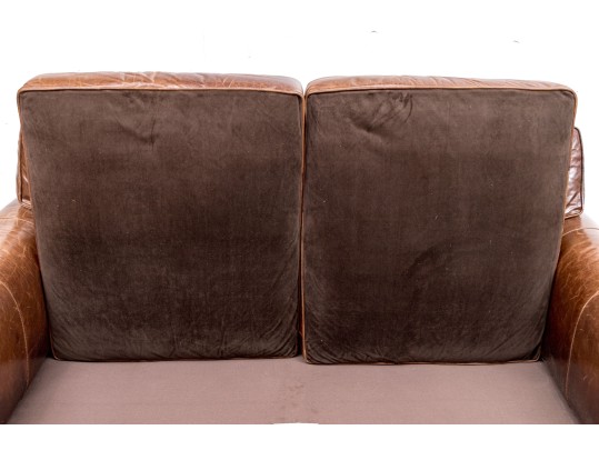 Restoration Hardware Leather Loveseat Sofa