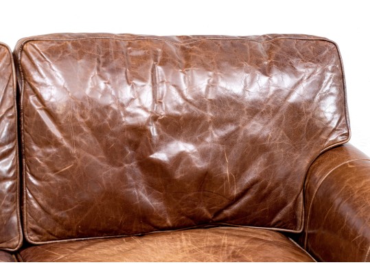 Restoration Hardware Leather Loveseat Sofa
