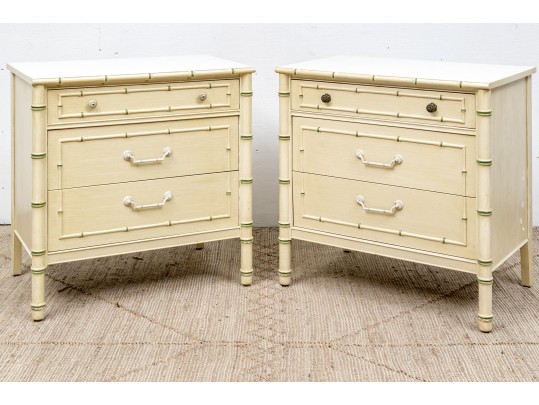 Pair Of Thomasville Paint Decorated Chests For Upcycle