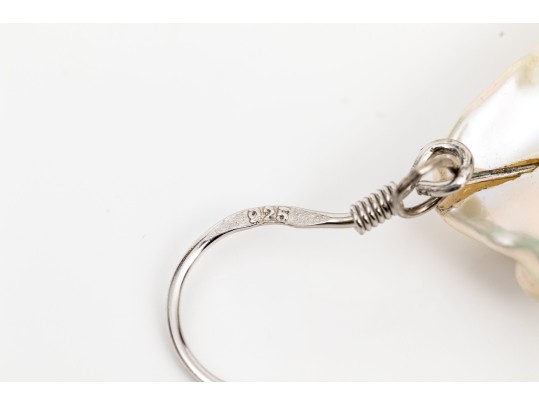 Fabulous Chunky Sterling Silver And Baroque Cultured Freshwater Pearl Earrings