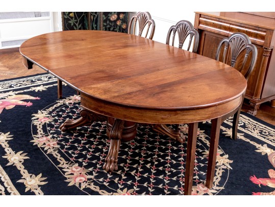 Antique Extension Dining Table On Carved Paw Feet
