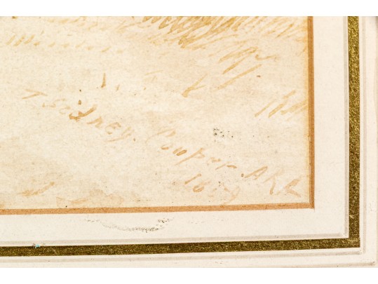 Thomas Sidney Cooper (UK, 1803- 1902) Watercolor, Winter Landscape With Sheep 