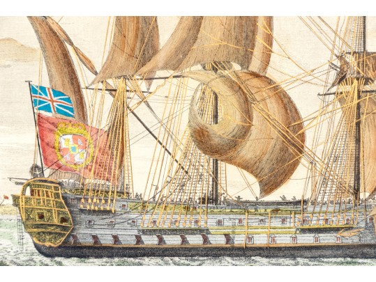 After J. Boydell (UK, 18thc.) Hand Colored Engraving, An Exact View Of The Glorioso... 