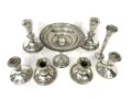Collection Of Weighted Sterling Silver Candleholders, Compote & Bud Vase