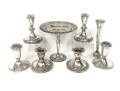 Collection Of Weighted Sterling Silver Candleholders, Compote & Bud Vase