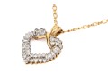 14k Yellow Gold Retro Baguette And Round Diamond Heart Pendant, App. 0.60 TCW, With Chain