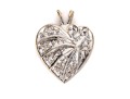 14k White Gold Pretty Patterned Heart Pendant, App. 0.04 TCW