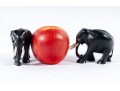 Pair Of Ebonized Wood And Bone Elephant Carvings