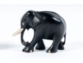 Pair Of Ebonized Wood And Bone Elephant Carvings