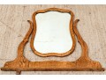 Antique Oak Belved Mirror With Harp, Ca. 1880-1900