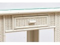 Faux Bamboo And Wicker Painted Console With Glass Top