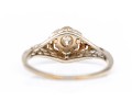 18k White Gold Vintage Filigree And Diamond Ring, App. 0.06 CTS, Size 4.75