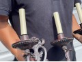 Pair Of Cast Iron Two Light Electrified Wall Sconces