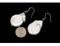Fabulous Chunky Sterling Silver And Baroque Cultured Freshwater Pearl Earrings