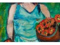 Miriam Granick Boretz (Ukranian/American, 1903-2005) Oil On Artist Board, Lady With Flowers