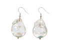 Fabulous Chunky Sterling Silver And Baroque Cultured Freshwater Pearl Earrings