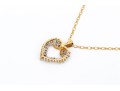 14k Yellow Gold Retro Baguette And Round Diamond Heart Pendant, App. 0.60 TCW, With Chain