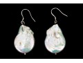Fabulous Chunky Sterling Silver And Baroque Cultured Freshwater Pearl Earrings