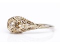 18k White Gold Vintage Filigree And Diamond Ring, App. 0.06 CTS, Size 4.75