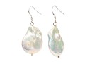 Fabulous Chunky Sterling Silver And Baroque Cultured Freshwater Pearl Earrings