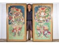 Two Chinese Color And Ink On Canvas Mounted To Board, Including Weituo And Zhao Gongming