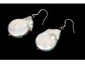 Fabulous Chunky Sterling Silver And Baroque Cultured Freshwater Pearl Earrings