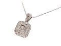 10k White Gold Pretty Diamond Set Square Pendant, App. 0.05 TCW, With Chain