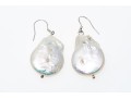 Fabulous Chunky Sterling Silver And Baroque Cultured Freshwater Pearl Earrings