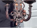 Pair Of Cast Iron Two Light Electrified Wall Sconces