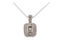 10k White Gold Pretty Diamond Set Square Pendant, App. 0.05 TCW, With Chain