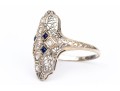 18k White Gold Vintage Filigree And Diamond And White Sapphire Ring, Size 7