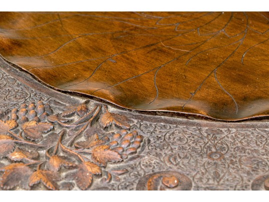 Carved Moroccan Wood Table With A Fabulous Water Lily Form Top