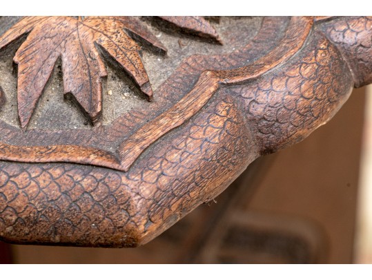 Carved Moroccan Wood Table With A Fabulous Water Lily Form Top