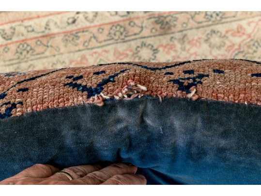 Pair Of Antique Carpet Fragment Pillows For Upcycle