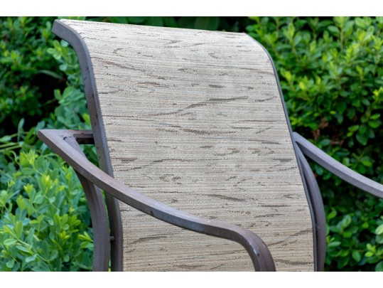 Outdoor Suite Of Four Chairs, Table, And Atlantic Shores Umbrella