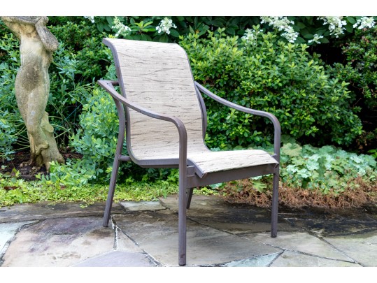 Outdoor Suite Of Four Chairs, Table, And Atlantic Shores Umbrella