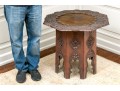 Carved Moroccan Wood Table With A Fabulous Water Lily Form Top
