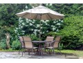 Outdoor Suite Of Four Chairs, Table, And Atlantic Shores Umbrella