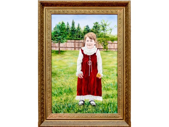 Signed Rita Oil On Canvas, Portrait Of A Child, 1978