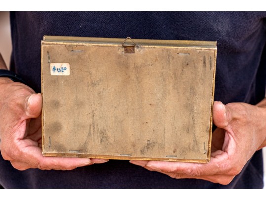 Signed Lopez Diminutive Oil On Board, Marsh With Birds And Seagrasses