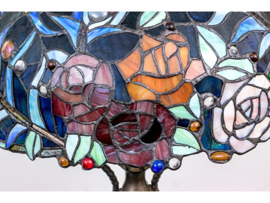 Decorative Resin Tiffany Style Table Lamp With Dragonflies